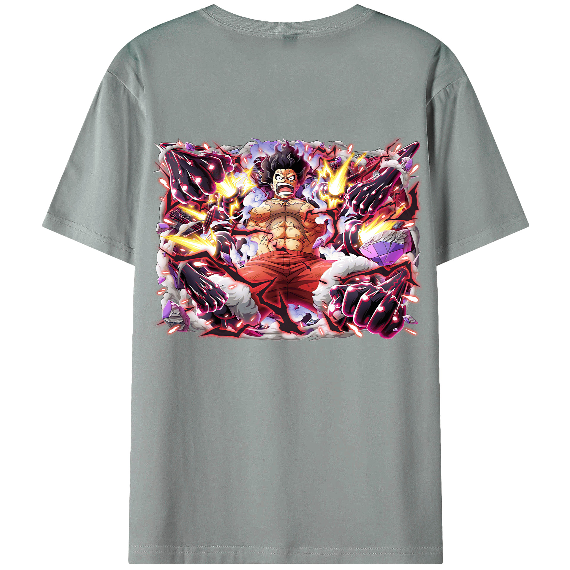ワンピース モンキー・D・ルフィ ONE PIECE Monkey D. Luffy 綿100％ メンズ半袖Tシャツ（バックプリント） 通気性